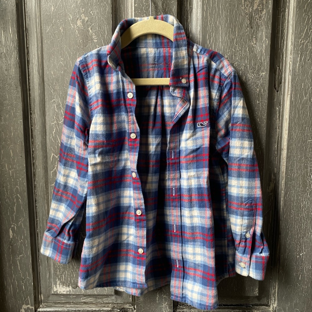 Vineyard Vines Blue and Red Button Down Shirt Classic Plaid
